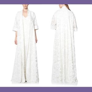 NEW $788 Tadashi Saga Embroidered Lace Covering Robe in Ivory [SZ M/L‎ ]